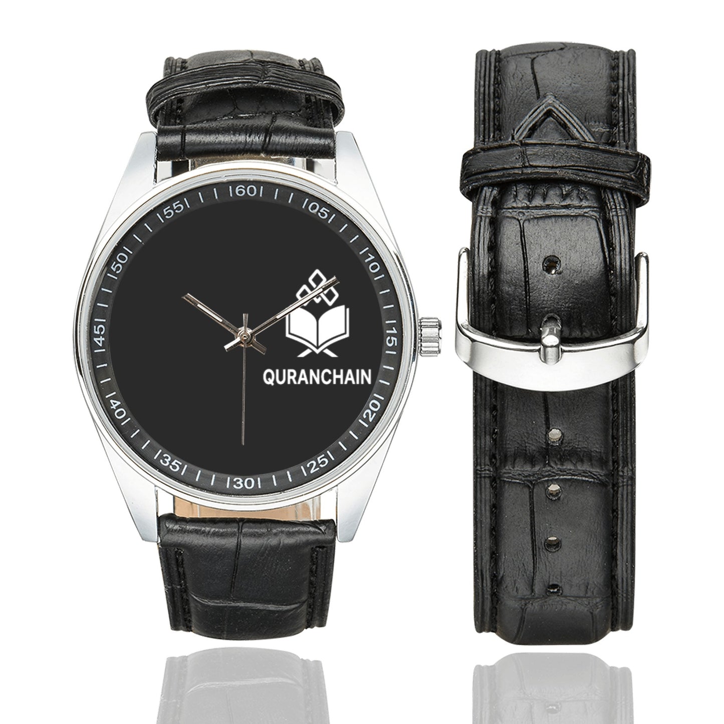 QuranChain® Men’s Signature Leather Strap Watch – Model 211